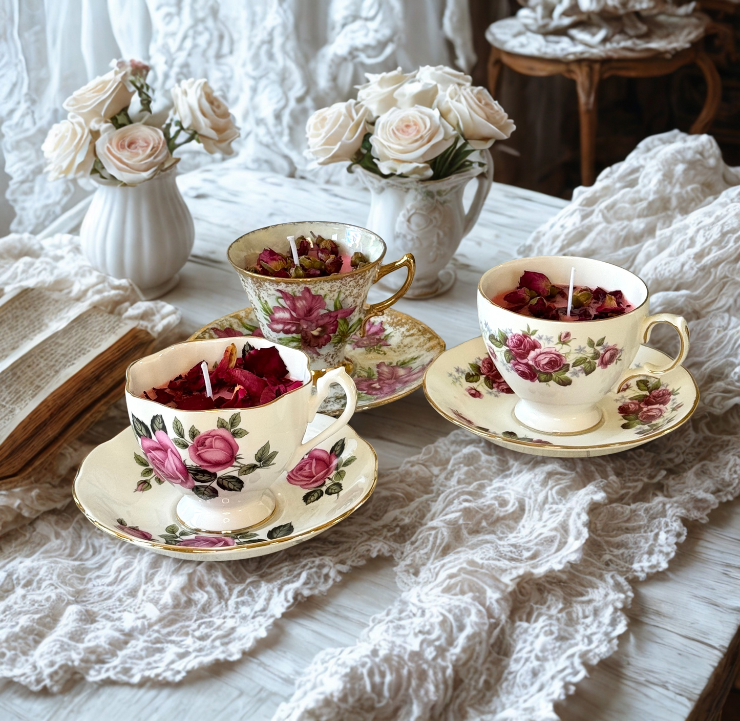 Vintage Tea Cup and Saucer Candles